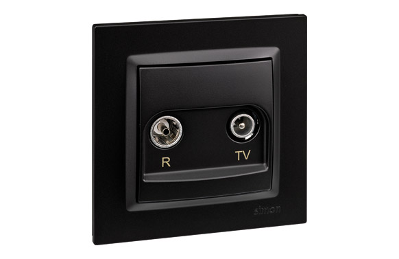 Base presa intermèdia R-TV, negra, Sèrie 10