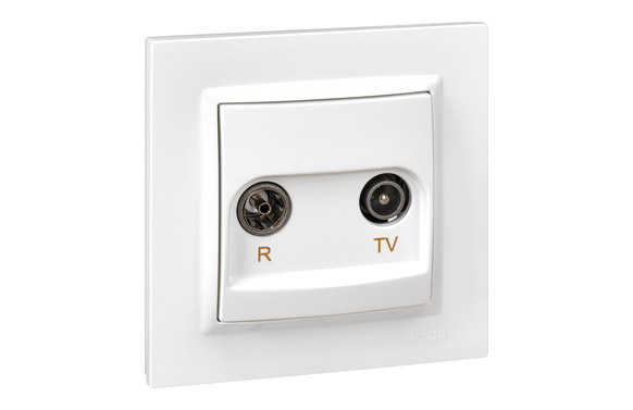 Base presa intermèdia R-TV, blanca, Sèrie 10