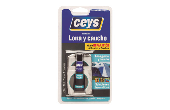 Reparador, lona cautxú, + 4 pegats, 7 ml