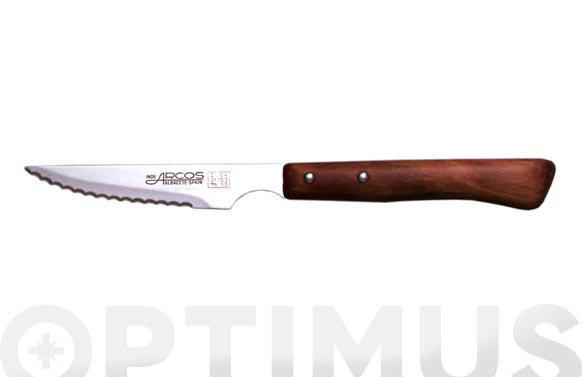 Cuchillo chuletero inox,  mango madera ,11 cm, 12 u