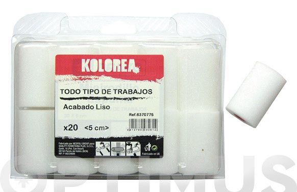 Recambio mini rodillo espuma 5 cm, 20 uds