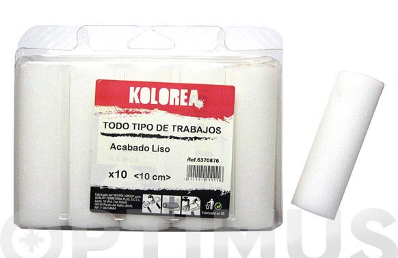 Recambio mini rodillo espuma 10 cm, 10 uds