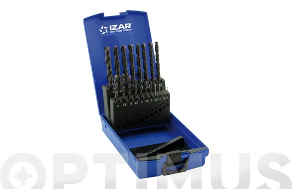 Broca Pro cilíndrica HSS, DIN 338N, 19 piezas, Ø1 a 10 mm