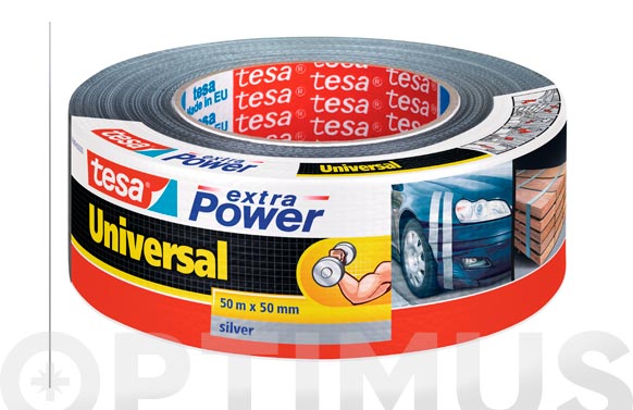 Cinta americana extra power, plata, 50 mm x 50 m