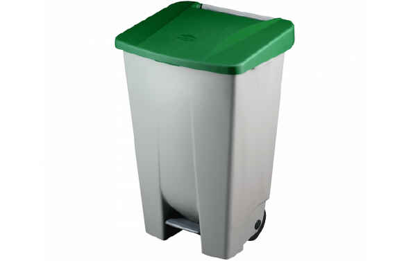 Contenedor selectivo con pedal, verde, 120 l.