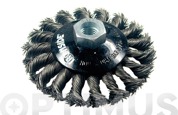 Raspall circular cònic pua acer, M14, Ø100 x 13 mm