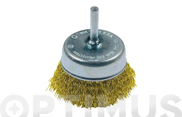Cepillo taza púa latonada, espiga 6 mm, Ø50 mm