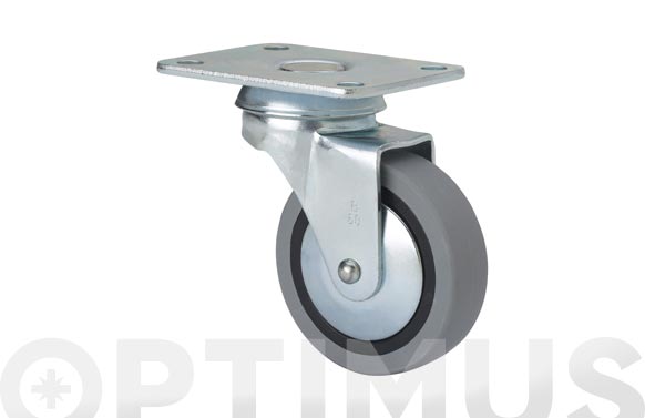 Roda giratòria amb placa, goma gris, Sèrie B-PGI, Ø40