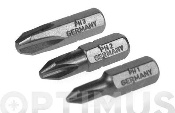 Punta cargolar, Phillips, 3 u, 1 / 2 / 3 x 25 mm