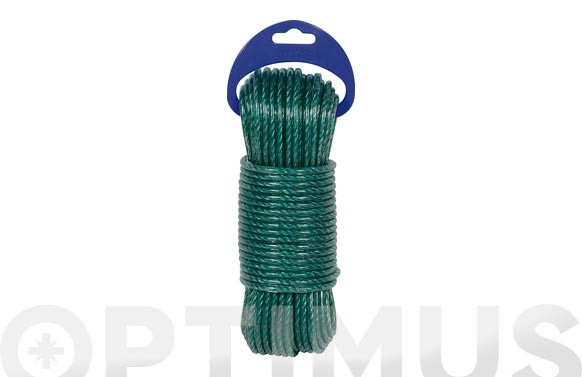 Cuerda polietileno plastificada, 4 cabos, verde, Ø5 mm, 15 m