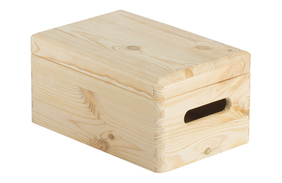 Caja madera pino, con tapa, 30 x 20 x 14 cm