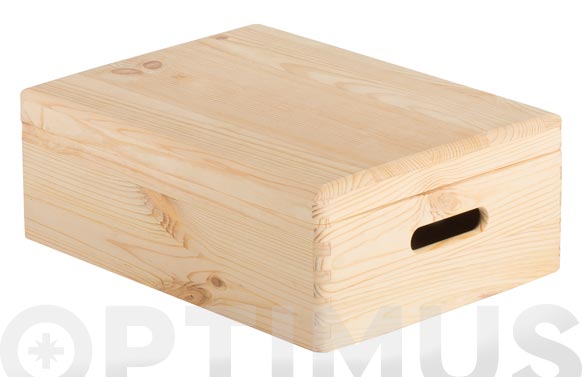 Caixa fusta pi, amb tapa, 40 x 30 x 14 cm