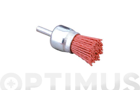 Cepillo brocha nylon, rojo grano 80, espiga 6 mm, Ø25 mm