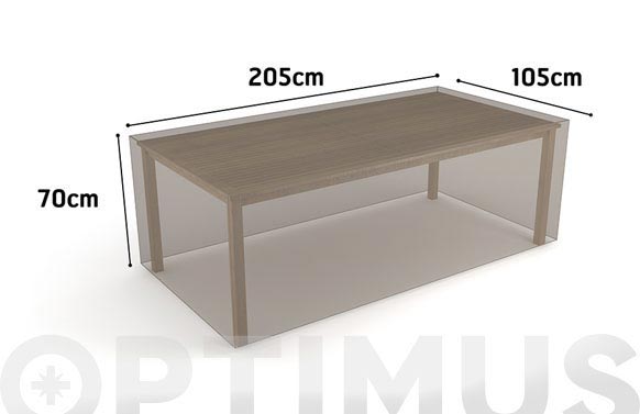 Funda mesa rectangular, visón, 205 x 105 x 70 cm