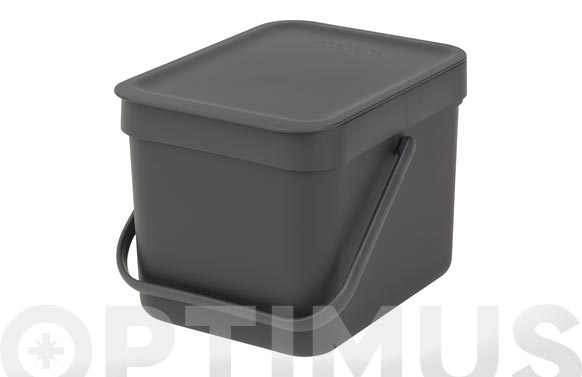 Cubo reciclaje, gris, 6 l