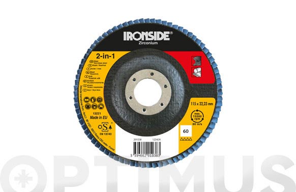 Disco láminas, zirconio, 60, Ø115 x 22 mm