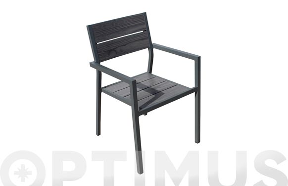 Cadira alumini Dark, lamel·les efecte fusta