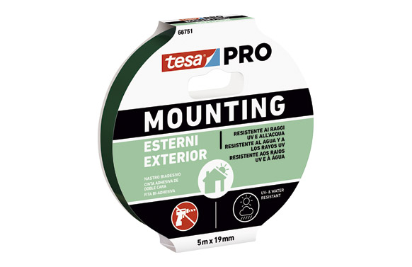 Cinta Mounting Pro exterior, doble cara, 5 m x 19 mm