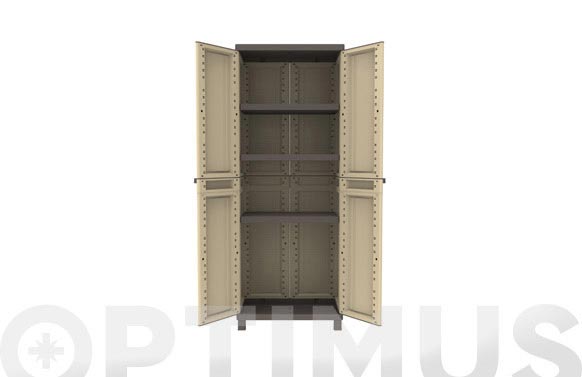 Armario resina, 2 puertas, arena/marrón, 181 x 68 x 39 cm