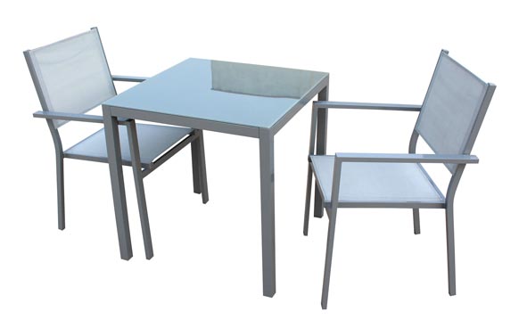 Taula alumini/cristall Silver, 70 x 70 cm