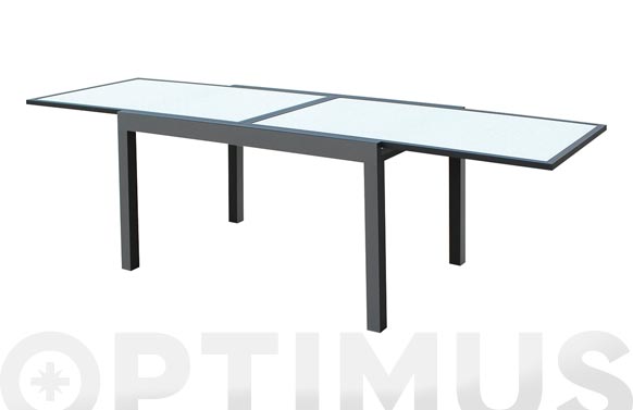 Mesa aluminio/cristal Practic, extensible, 135-270 x 90 cm