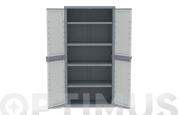 Armario resina, 2 puertas, 4 estantes, gris, 180 x 89,7 x 53,7 cm
