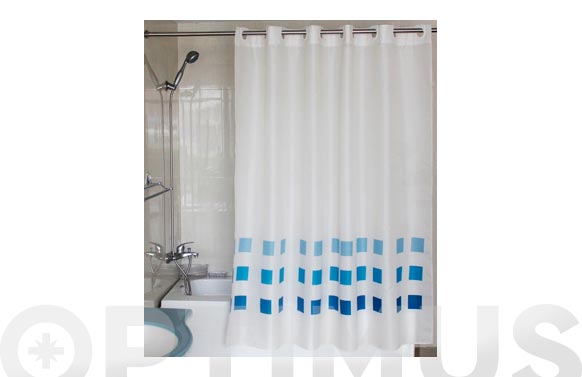 Cortina baño poliester, blanco-azul, 180 x 200 cm