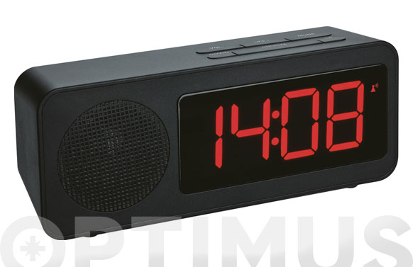 Reloj despertador con radio, negro