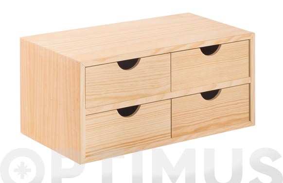 Cajonera pino natural, bloc 2 x 2,  40 x 18,5 x 20  cm