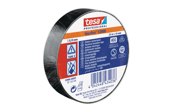Cinta aïllant Tesaflex, negra, 33 m x 19 mm