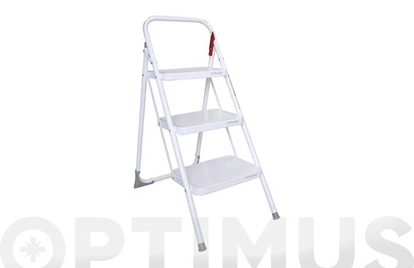 Taburete doméstico plegable, blanco, 3 peldaños