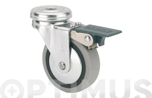 Roda giratòria amb fre, goma gris, Sèrie B-PGI, Ø60