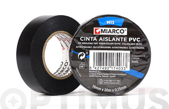 Cinta aïllant M13, groga, 20 m x 19 mm