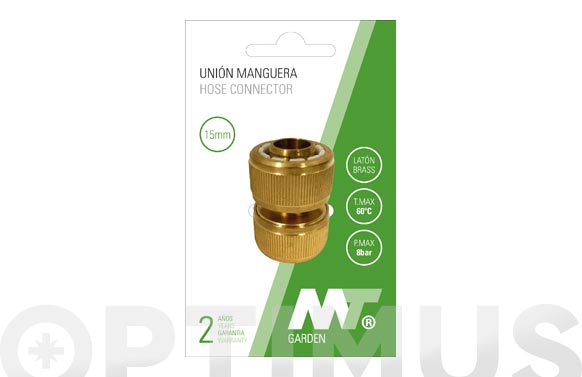 Enlace reparador latón para manguera, Ø15 mm