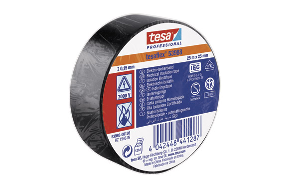 Cinta aïllant Tesaflex, negra, 25 m x 25 mm