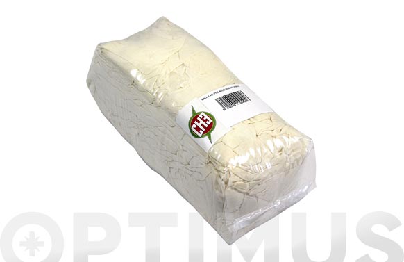 Trapo limpieza punto algodón blanco/crudo, 1 kg