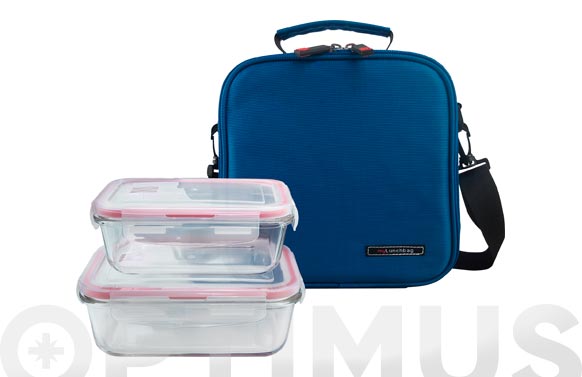 Bolsa Basic porta alimentos, azul, + contenedores vidrio