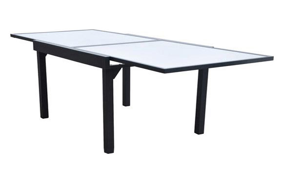 Taula alumini/cristall Practic, extensible, 90-180 x 90 cm