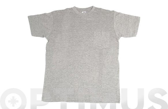 Camiseta algodón, m/c, bolsillo, gris, Talla S