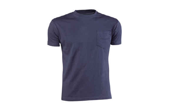 Camiseta algodón, m/c, bolsillo, azul, Talla S