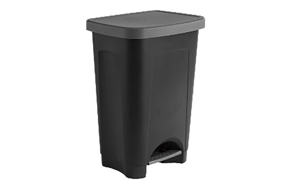 Galleda pedal, plàstic, negre antracita, 50 L