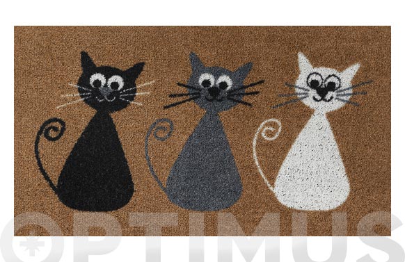 Felpudo coco estampado gatos, 40 x 70 cm