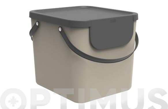 Cubo reciclaje Albula, apilable, taupe, 40 L