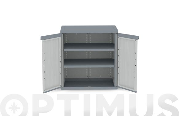 Armario resina bajo XL, 2 puertas, gris, 94,5 x 89,7 x 53,7 cm