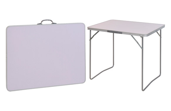 Mesa camping plegable, blanca, 80 x 60 cm