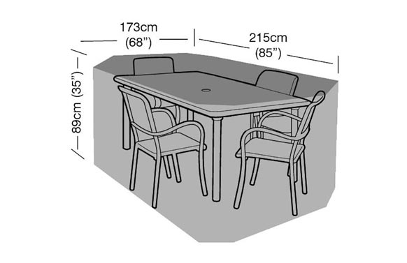 Funda mesa rect. + 4 sillas, 173 x 215 x 89 cm