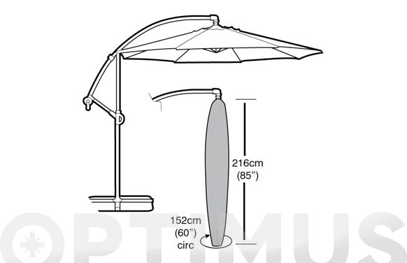 Funda sombrilla circular cantilever, 216 x 152 cm