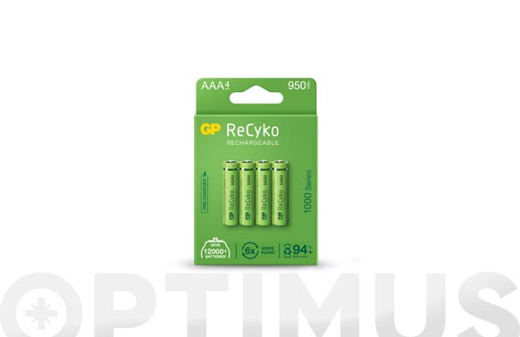 Pila recargable AAA LR3, 1000 mAh, 4 u