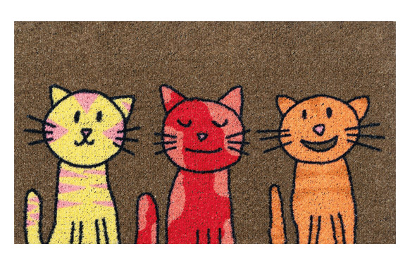 Felpudo coco estampado, "Gatos", 70 x 40 cm