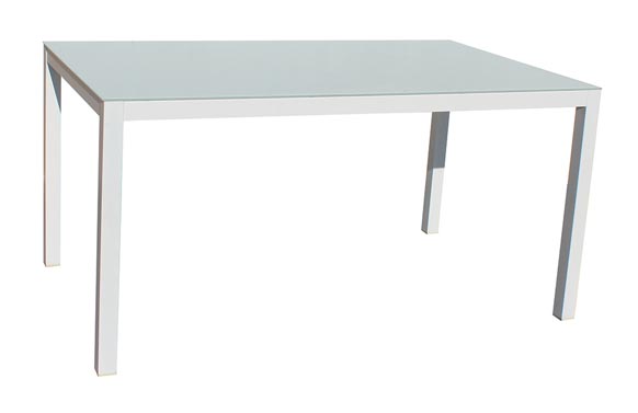 Mesa aluminio/cristal White, 150 x 90 cm